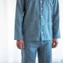 Pigiama Uomo Fantasia in Raso Extra Fine di Puro Cotone TC300 Klein